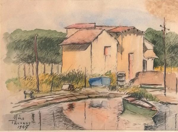 Nino Talozzi Carboncino e acquerello su carta Asta n.11 | Gigarte