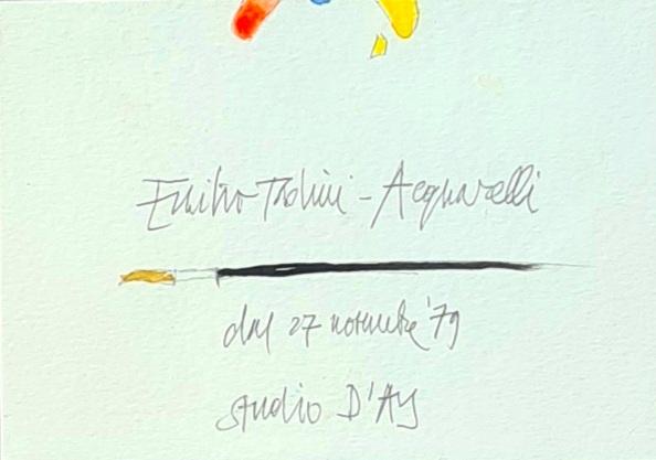 Emilio Tadini Acquerello e biro su cartoncino Asta n.13 | Gigarte