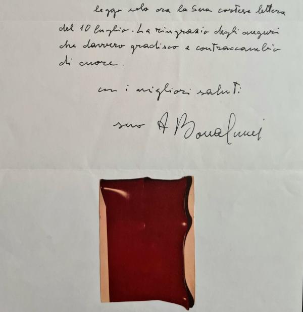 Agostino Bonalumi Lettera e collage su carta intestata Asta n.18 | Gigarte