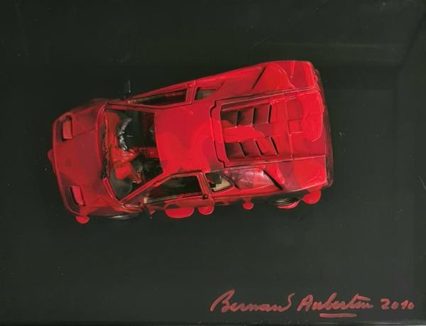 Bernard Aubertin Modellino macchina bruciata su tavola Asta n.19 | Gigarte