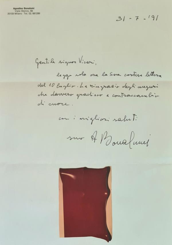 Agostino Bonalumi Collage su lettera con busta originale Asta n.19 | Gigarte