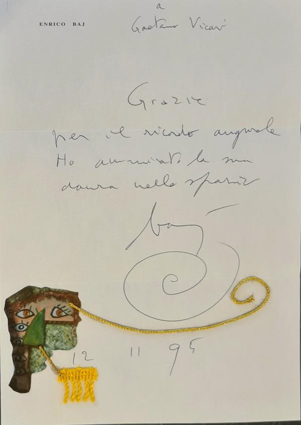 Enrico Baj Collage su lettera con busta originale Asta n.19 | Gigarte
