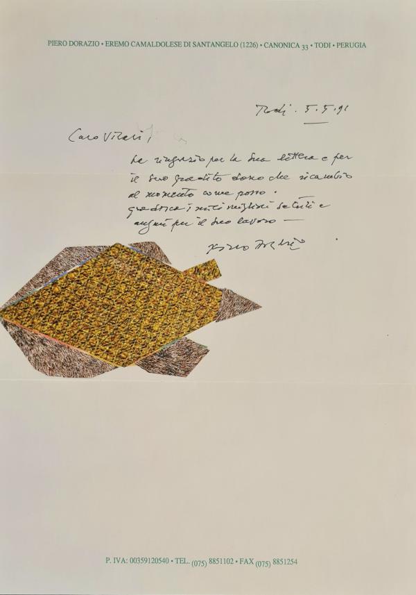 Piero Dorazio Collage su lettera con busta originale Asta n.19 | Gigarte