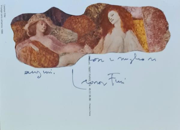 Leonor Fini Collage su retro cartolina con busta da lettere originale Asta n.19 | Gigarte