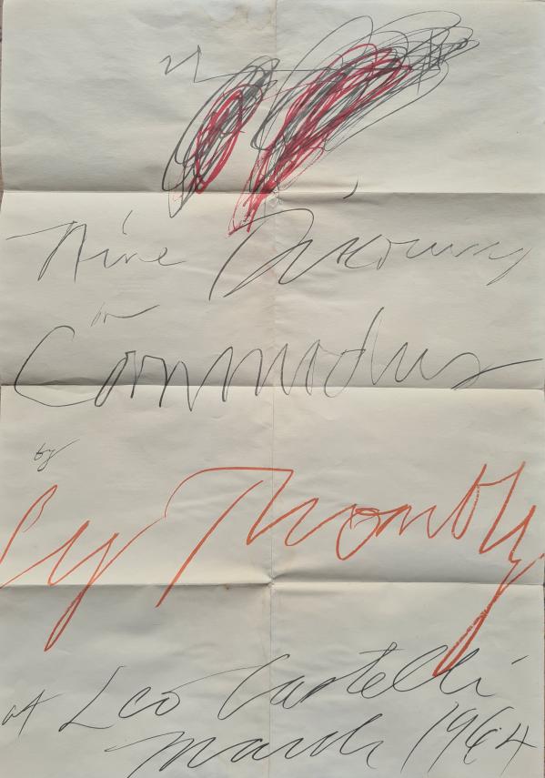 Cy Twombly Manifesto offset su carta per Leo Castelli (riporta umidità sulla parte superiore della carta) Asta n.20 | Gigarte