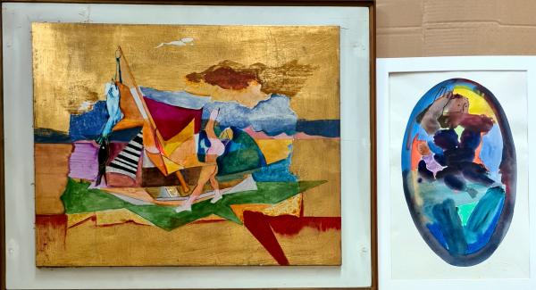 Eugenio Pardini Lotto unico composto da n.2 dipinti : olio su tavola cm. 49,5x 62,5cm anno 1989 ; acquerello ed olio su carta cm. 50cm x 35cm anno 1974 Asta n.23 | Gigarte